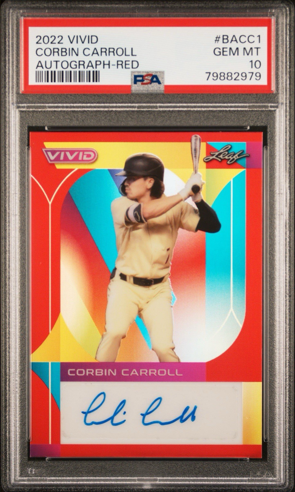 2022 Leaf Vivid Autograph Red #BACC1 Corbin Carroll RC PSA 10 [34/35] POP 1