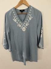 Karen Kane Linen Blend Tunic Embroidered Size Small Boho Coastal Chic