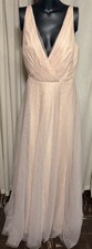 Women’s Size 10 Monique Lhuillier Sleeveless V-Neck Champagne Formal Dress Gown