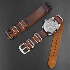 20mm 22mm 24mm Leather Watchband Coffee Brown Replacement Strap for Men Women