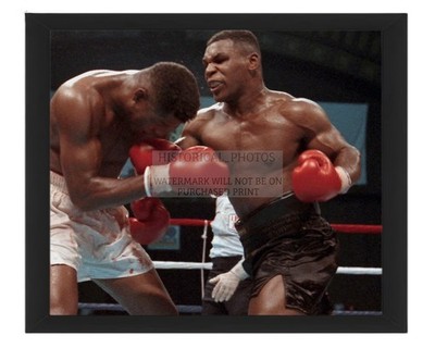 MIKE TYSON VS TYRELL BIGGS BOXING HEAVYWEIGHT ACTION 8X10 FRAMED PHOTO