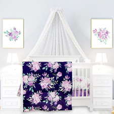TANOFAR 4 Piece Crib Bedding Set for Girls, Purple Flower Crib,