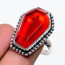 Mozambique Garnet Gemstone Handmade 925 Sterling Silver Jewelry Ring Size 9 T230