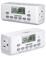 [2 Pack] NEARPOW Digital Timer For Lamp With Dual Outlets, Programmable White