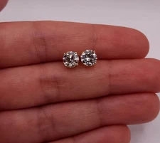 0.80Ct Round Cut Natural Diamond JK/I1-I2 Women's Stud Earrings 14k Yellow Gold