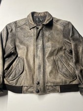 Vintage Y2K Eddie Bauer Leather Bomber Jacket Size Large Distressed