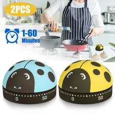 2 x Kitchen Cooking Timer Cute Cartoon Ladybug 60-Minute Analog Mechanical Alarm