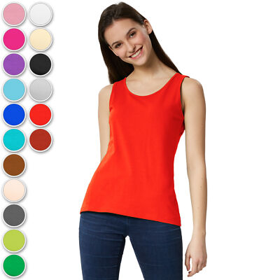 Damen Top Trägertop Basic Unterhemd Shirt Regular Trägertop Tanktop Baumwolle