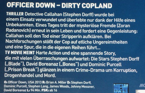 DVD - Thriller - Officer Down - Dirty Copland (2013) mit Stephen Dorff - Foto 3 di 4