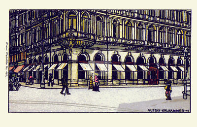 Wiener Werkstatte Postcard 487 Moriz Jung, Cafe L. Steger 1911 COPY