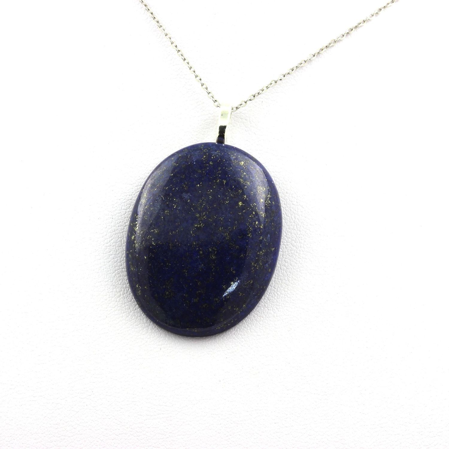 Collier Lapis Lazuli 68.60 ct pendentif en minéraux et pierres précieuses forme ovale