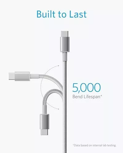 CABLE ANKER USB C A C, CABLE DE CARGA RÁPIDA TIPO C 60W (6 PIES, PAQUETE DE 2) - PLATEADO - Imagen 3 de 5