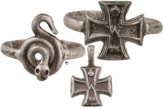 Germany WWII Ring Iron Cross German WW1 wwI WW2 Templar Pendant Snake animal art