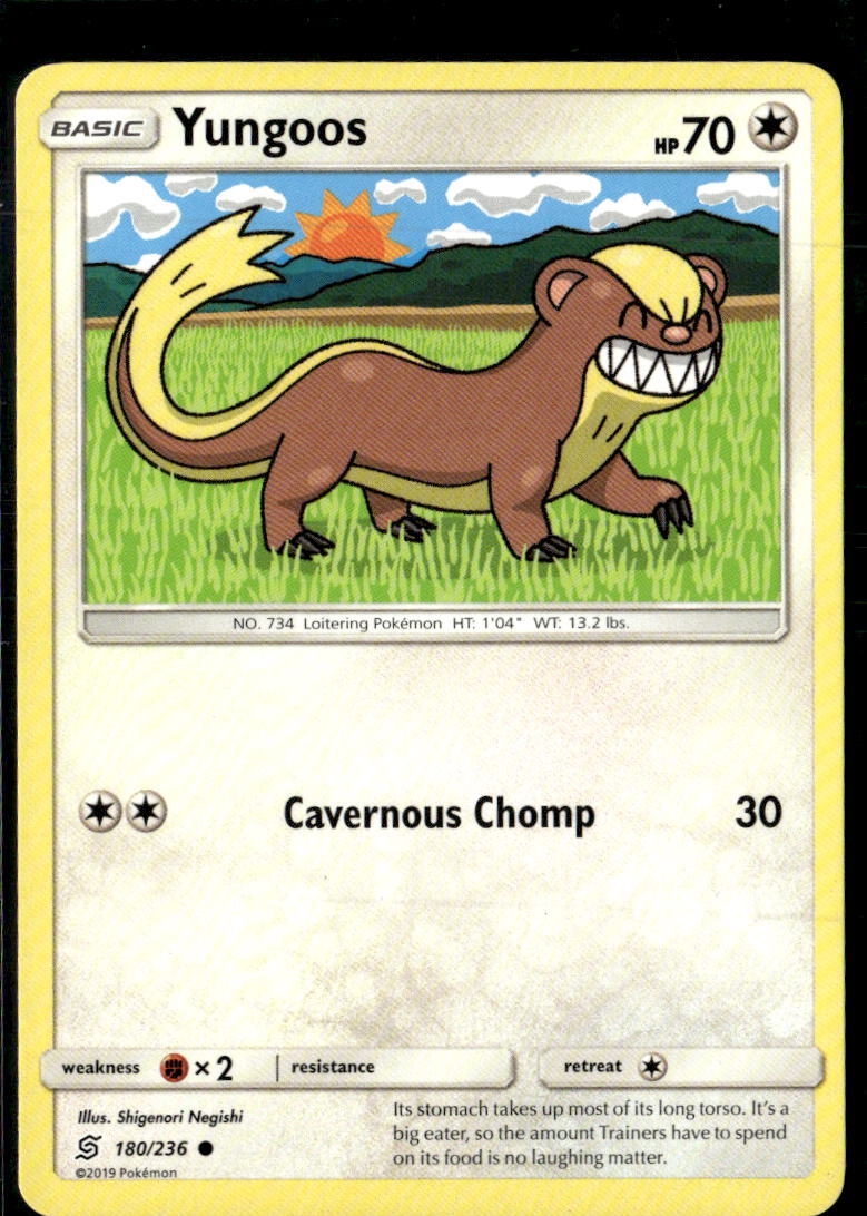 Pokemon Yungoos 180/236 Unified Minds Non Holo Common  2 Card Lot