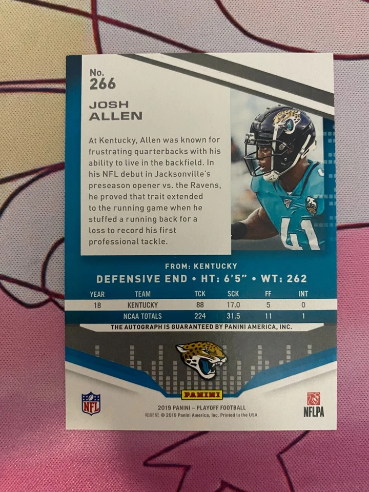 JOSH ALLEN 2019 PLAYOFF #266 ROOKIE AUTO RED ZONE - Image 2 of 2