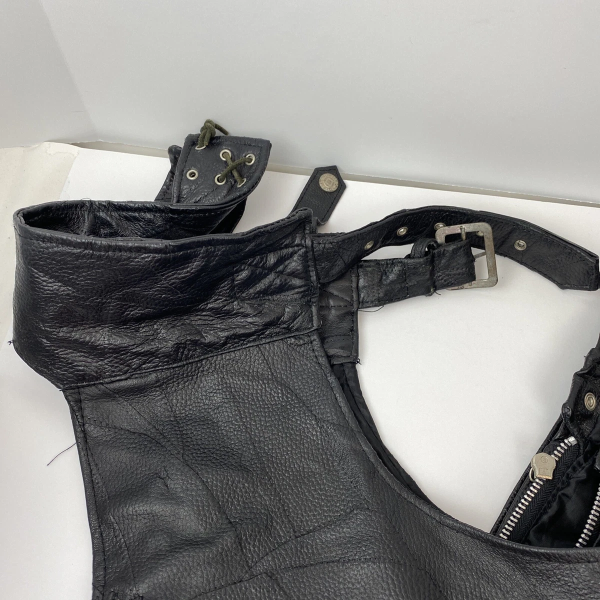 Diamond plate buffalo leather chaps clearance