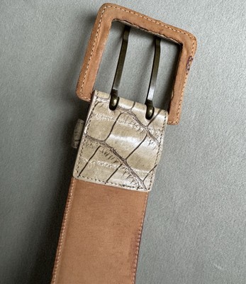 Giorgio Armani leather belt croc embossed Neutral Beige  display picture 2