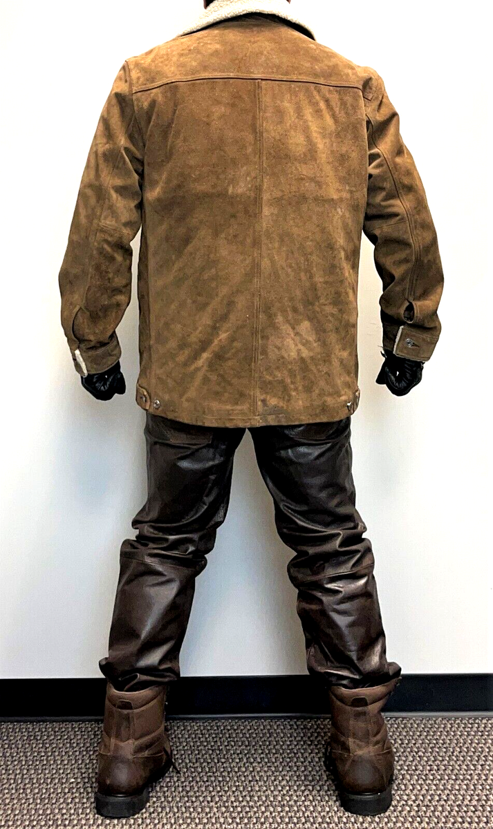 Gap Beige Leather Shearling Jacket Size XL | eBay