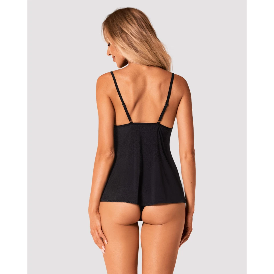 OBSESSIVE SET TOP STRING SPITZE SCHWARZ blickdicht slip panty - Bild 3 von 4