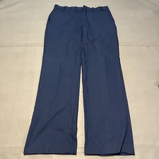 True VTG 60/70s Wrangler Cowboy Slacks 37x32 Navy Rodeo Polyester Rancher Pant-