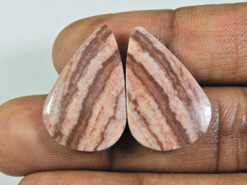 Natural Zebra jasper Matched pair Pear Cabochon Earring Gemstone 16X25 MM T240 - Picture 1 of 9