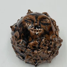 Deva Spirit Rattle Shaker Spiked Ceremonial Anthropomorphic Face Pottery JBG