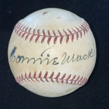 Connie Mack Single Signed Baseball JSA LOA Athletics Manager Hall Of Fame