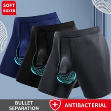 Mens Underwear Dual Pouch Trunks Support Ball Pouch Bulge Enhancing Boxer Briefs