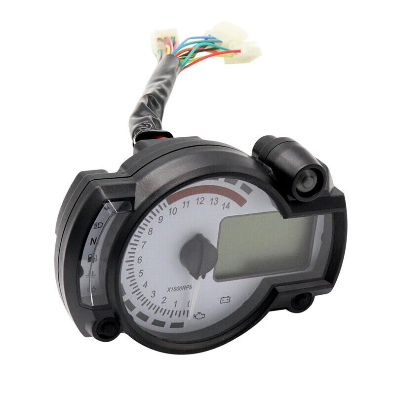 7 LED Motocicleta Odómetro/Velocímetro Medidor Calibre Digital Tacómetro Motor 12V Foto 2 de 4