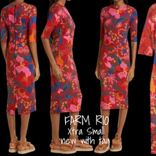 Farm Rio Bodycon Midi Dress - Fitted Size Small, New with Tags