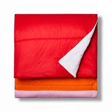 LEGO Color Block Puffer Throw Blanket Red/Pink/Orange - LEGO x Target Collection