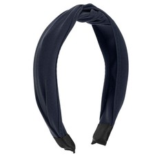 Knotted Headband For Women Top Knot Cloth Cross Wide Turban Navy Blue Hair Band