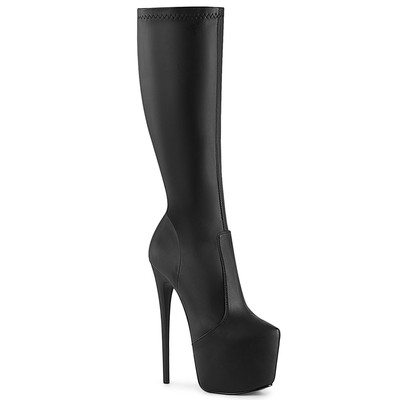 JUBILANT-2000 Pleaser kniehohe High Heels Stretch Plateaustiefel schwarz Matt