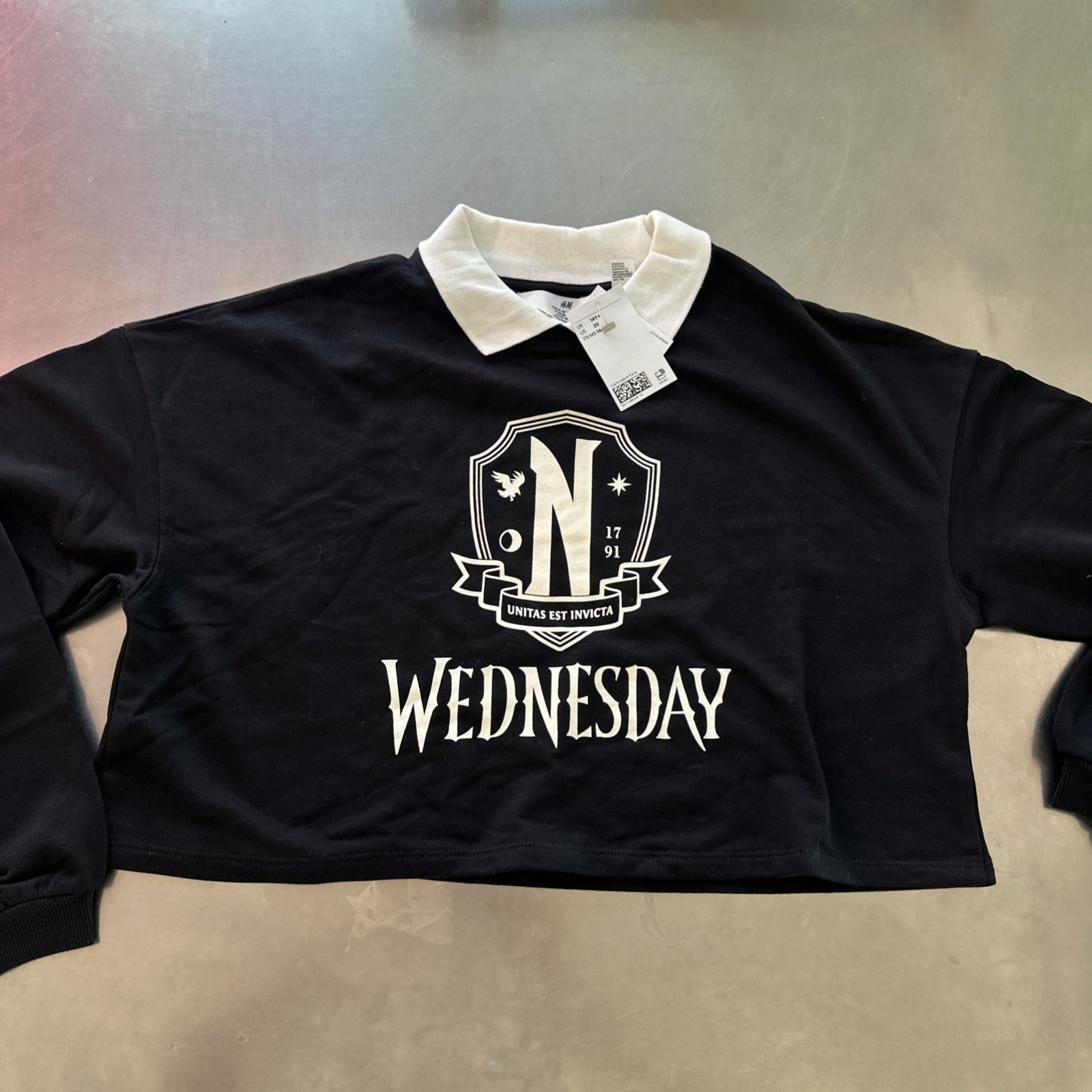 H&M Wednesday Top Size 20 Girls Black Sweatshirt thumbnail 3