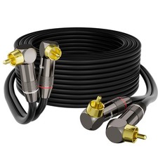 Right Angle RCA Cable 6 FT, 90 Degree 2RCA to Stereo Audio 6FT, Black