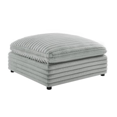 Pemberly Row 40'' Square Ottoman in Plush Gray Cord-like Fabric
