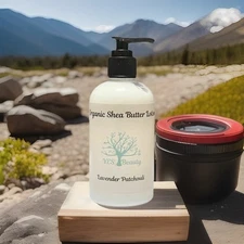Handmade Body Lotion Organic Shea Butter & Coconut Oil - Lavender Patchouli
