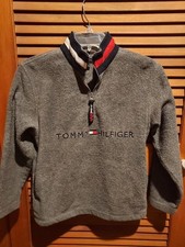 tommy hilfiger logo pullover sweater sweatshirt soft gray women's Petite Small