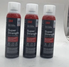 3 Pack  3M Super 77 Multi-Surface Spray Adhesive, 14.1 oz., Low VOC, Quick Bond,