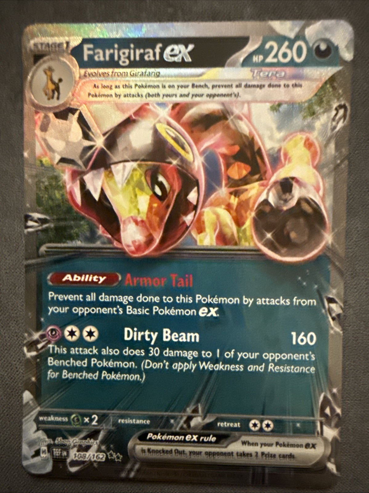 Farigiraf EX 108/162 Double Rare Holo - SV05 - Temporal Forces -NM- Pokémon TCG