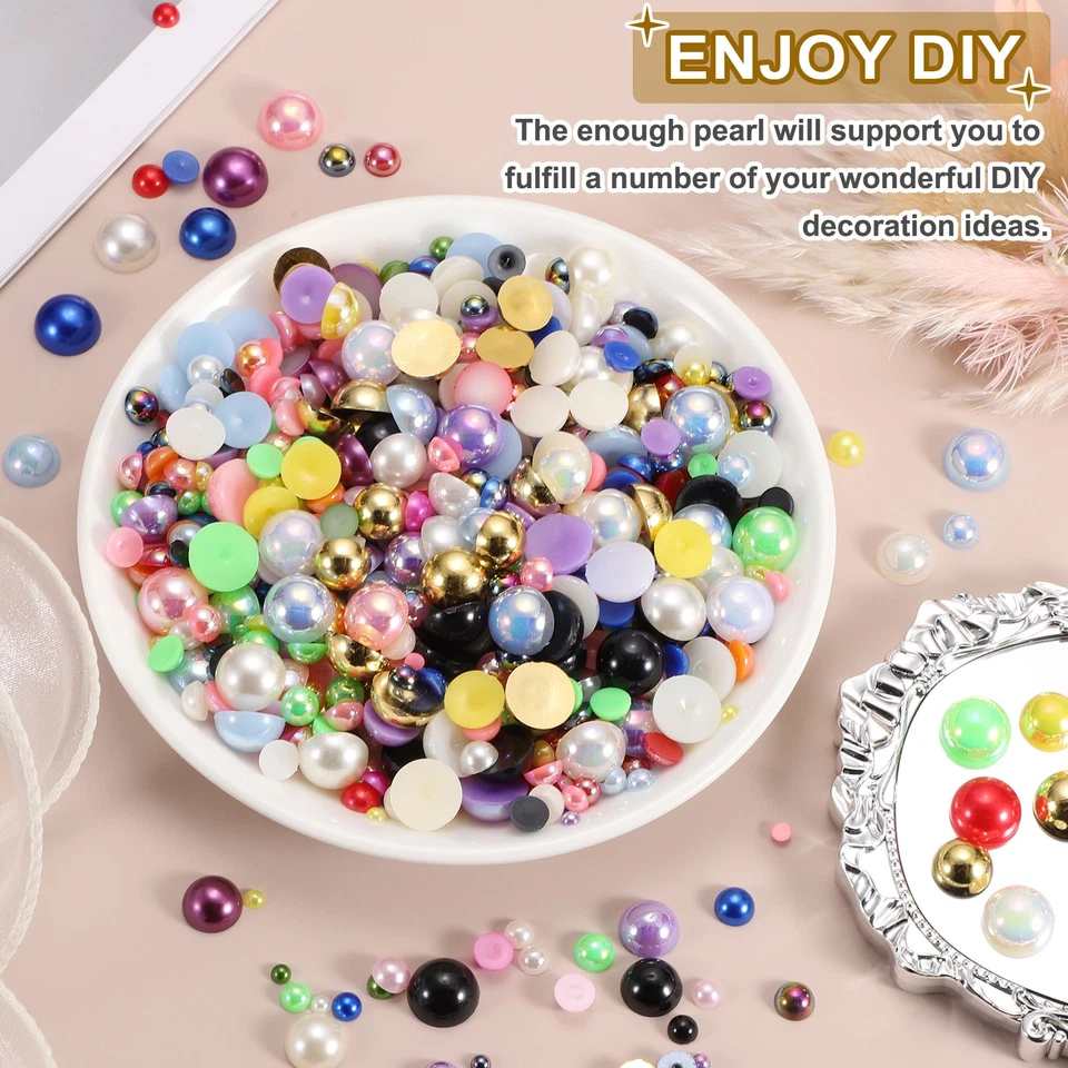 1500Pcs Half Pearl,4mm Plastic Half Flatback Pearls Cabochon(Dark Blue) - Image 4 of 4