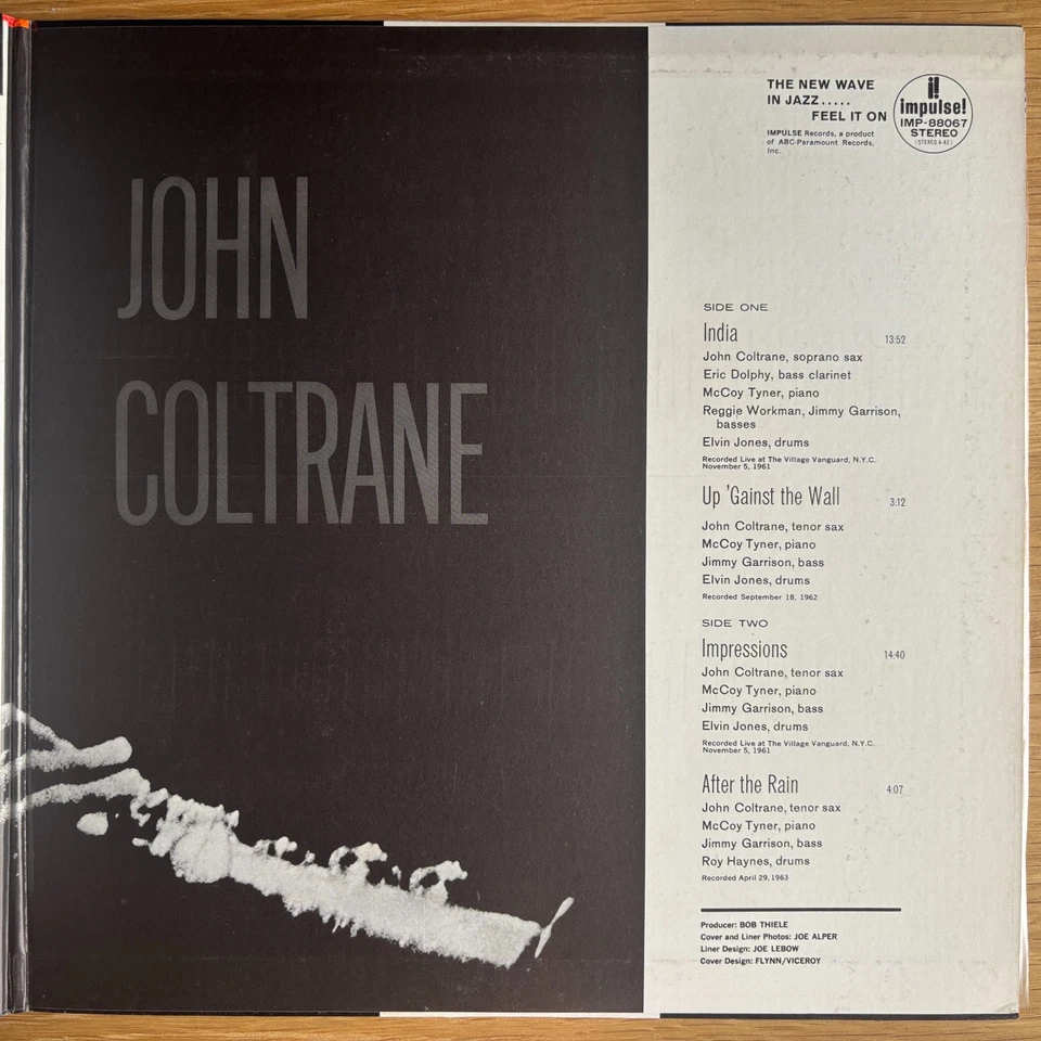 JOHN COLTRANE Impressions JAPAN WHITE LABEL PROMO LP OBI EX/NM/EX 1972 IMPULSE - Image 4 of 4