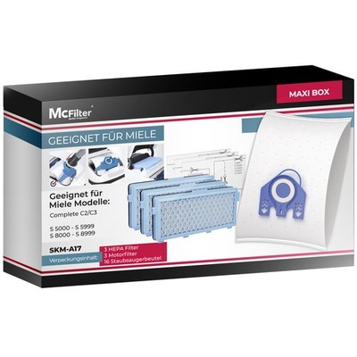 16 Staubsaugerbeutel, 3 HEPA Filter für Miele C3 C2 Complete S8340 S8430 S8310