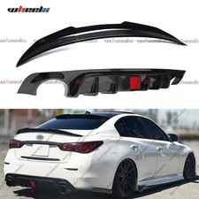 Glossy Black Rear Bumper Diffuser Trunk Spoiler For 2018-2023 Infiniti Q50