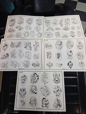Vintage Tattoo Flash Lot of 10 sheets ...14 x 11'' in. ...Spaulding Rogers