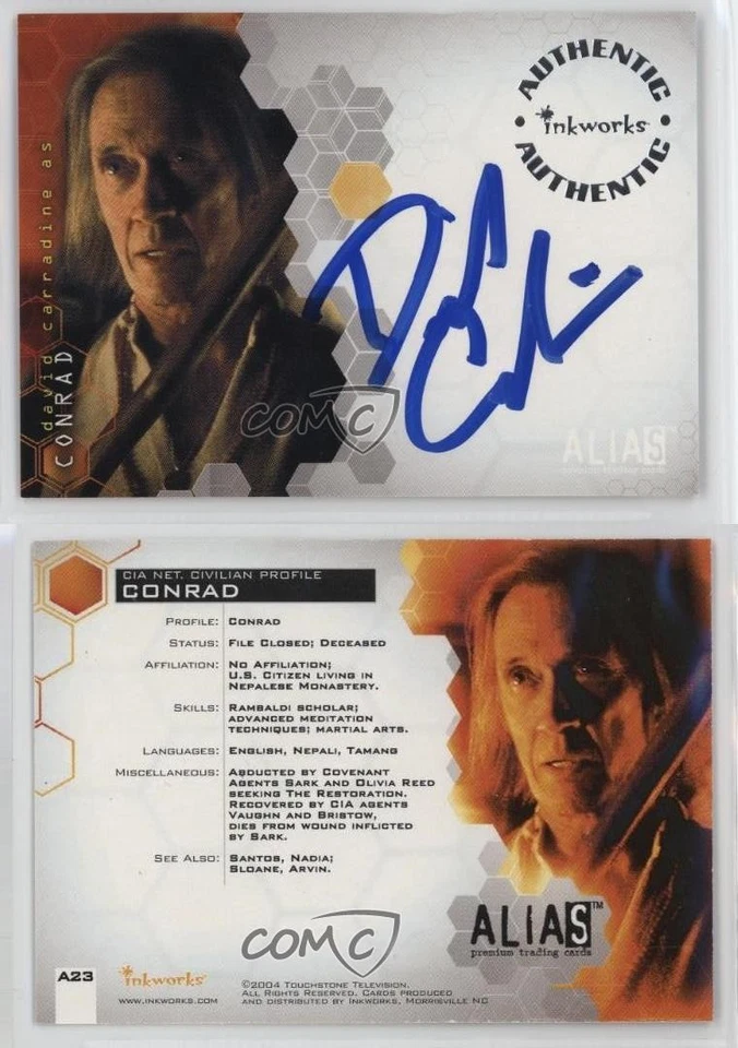 2004 Inkworks Alias Season 3 Auto David Carradine as Conrad #A23 Auto 4at - Image 3 of 3