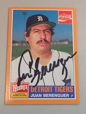1985 Coca Cola Wendys JUAN BERENGUER Tigers In-Person Signed Autographed AUTO