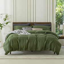 EVERLY 100 Pure Linen Duvet Cover Set Queen Size90X90Inch 3pcs 1 Duvet Cove...