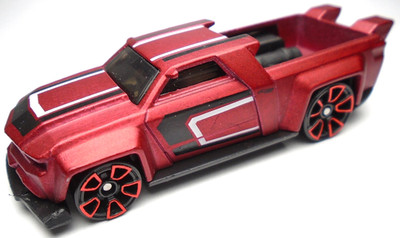 2017 HOT WHEELS SOLID MUSCLE RED 1:64 DIECAST 3 1/8'' PICKUP TRUCK W/ BLACK WHITE