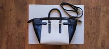 Aspinal of London: Marylebone Saffiano Leather Tech Tote Bag: Monochrome/Midi